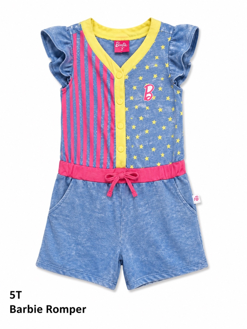 Barbie Pink, Yellow & Blue Star Stripe Romper